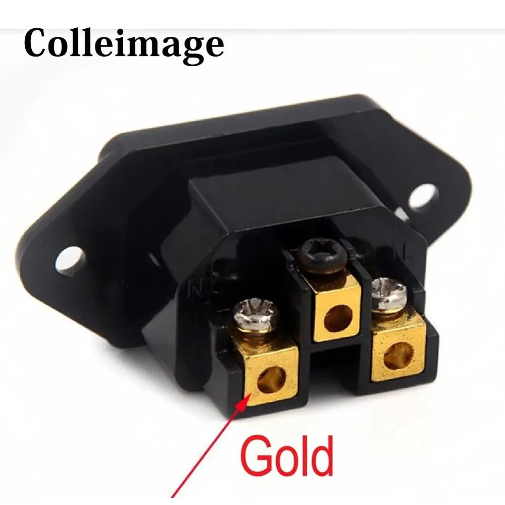 250VAC 3 Pin iec320 C14 inlet connector plug power socket with red lamp rocker switch 10A fuse holder socket male connector