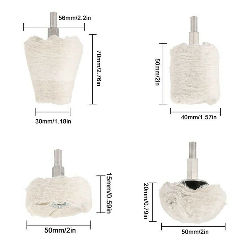 Disco lucidante in cotone bianco per levigatura, cono, colonna, fungo, ruota a forma di T, testa abrasiva, Set da 10 pezzi