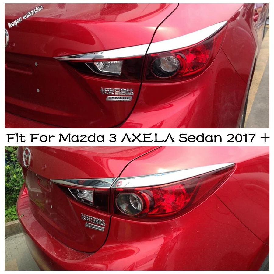 

Chrome Accessories Exterior Rear Tailgate Lights Lamp Eyelid Eyebrow Strip Cover Trim 4PCS For Mazda 3 AXELA Sedan 2017 2018 ABS