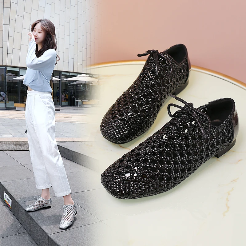 2021 New Spring Summer Casual Shoes for Woman Flat Soft Bottom Casual Shoes Breathable Mesh Shoes Woman Fashion Braided Shoes