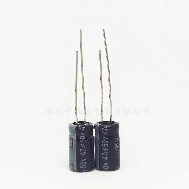 50PCS/lot Electrolytic Capacitor 50V47uF 6.3*11mm New Straight Plug-in Aluminum Electrolytic Capacitor 47uf 50v Size：6x11（MM）