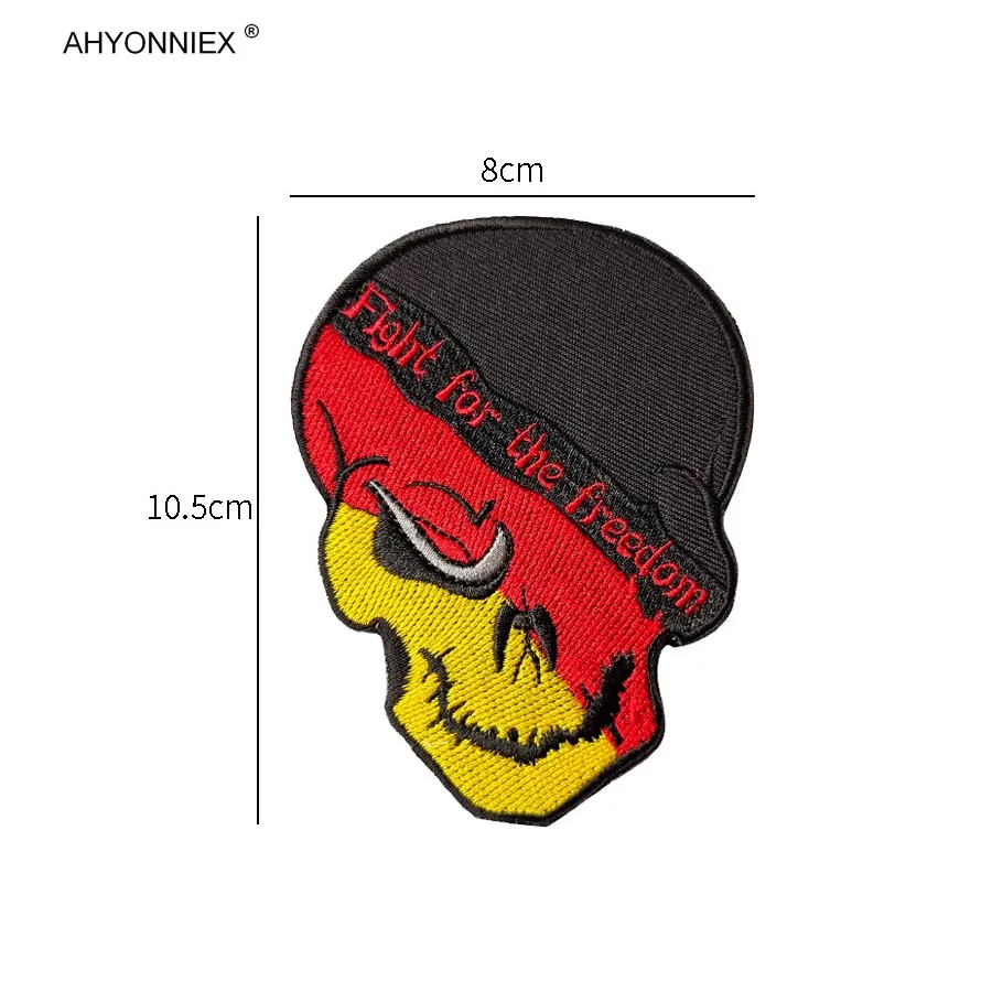 AHYONNIEX 1 PC Germany Embroidery Flag Patch Hook Devil Felt Morale Pack With Sticker Badge Armband Military Tactical DIY