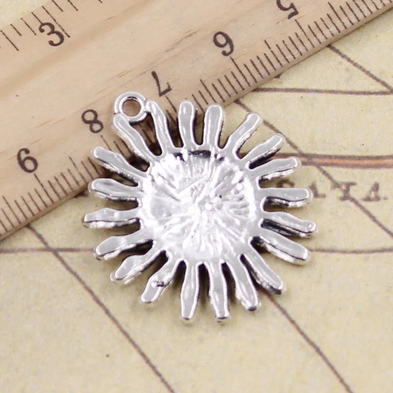 10pcs Charms Sun Face Sunburst 34x29mm Tibetan Bronze Silver Color Pendants Antique Jewelry Making DIY Handmade Craft Pendant