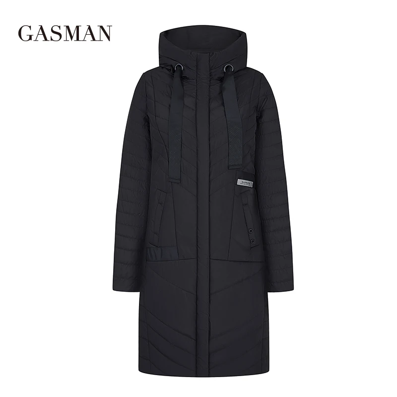 GASMAN Autumn long solid thin down jacket Women pocket coat hoodies space cotton Female fashion pink jacket coat spring 20176