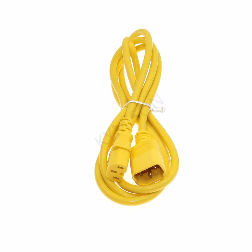 C14-C15 Power Cord, IEC 320 C14 Male To C15 Female Extension Cable 1.8m 6ft Black Yellow 10A 250V