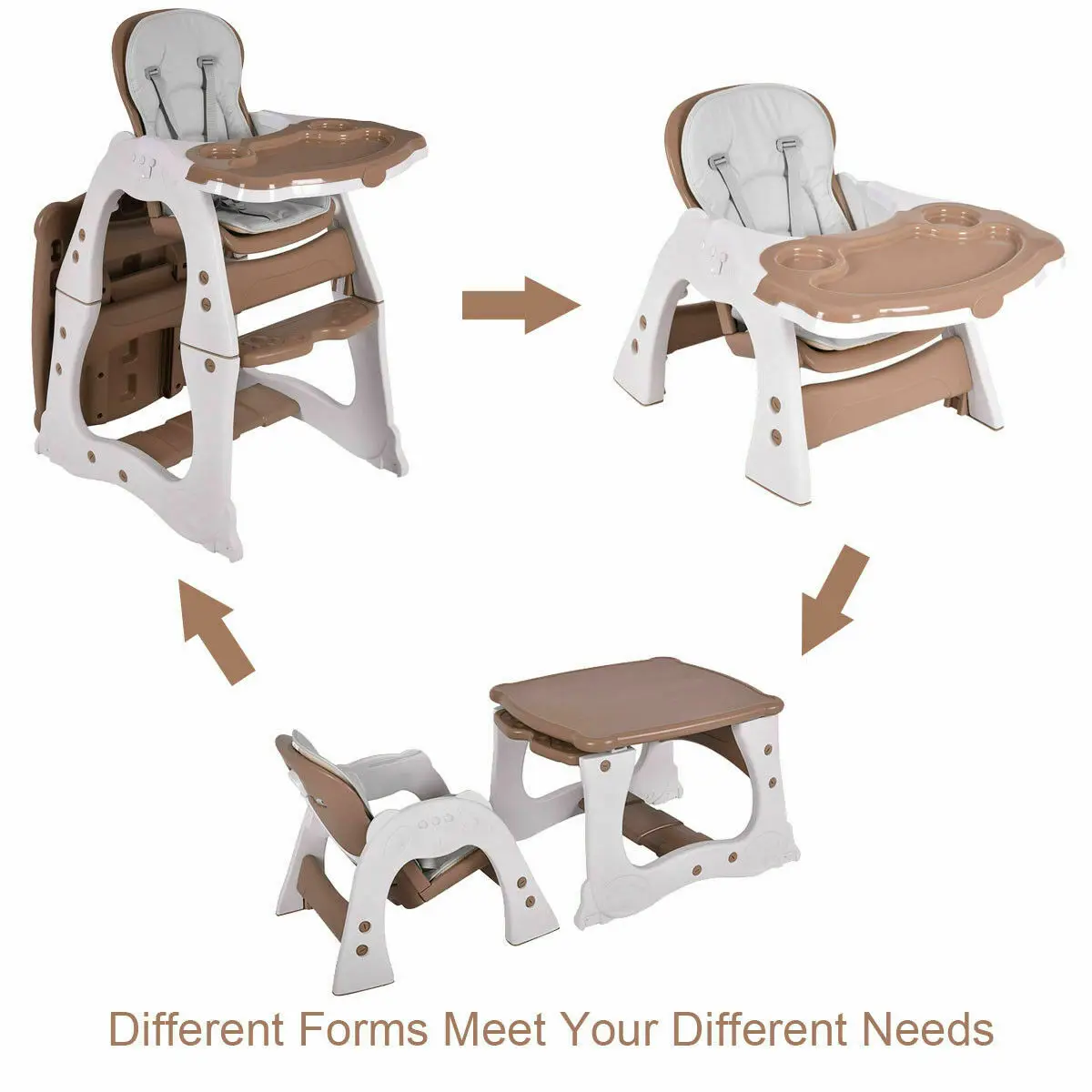 Babyjoy-silla alta 3 en 1 para bebé, asiento Convertible para mesa de juego, bandeja de alimentación para niños pequeños