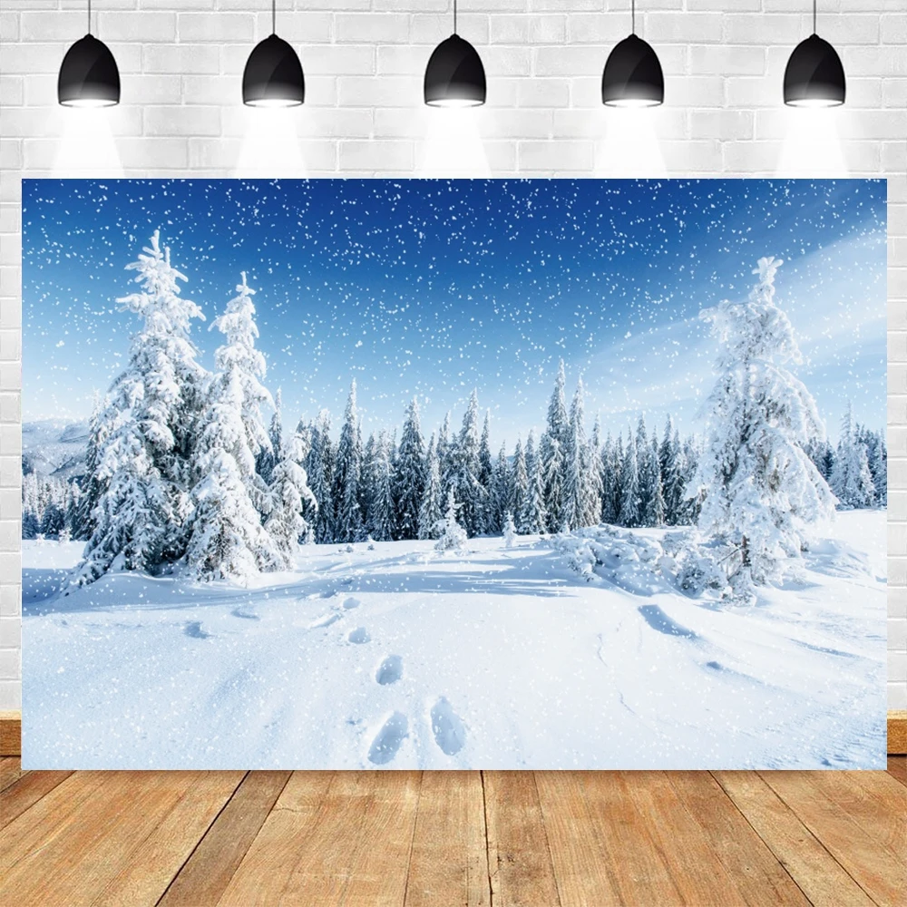 

Yeele Christmas Backdrop Photography Winter Footprint Snowfield Starry Sky Background Baby Photographic Photo Studio Photophone