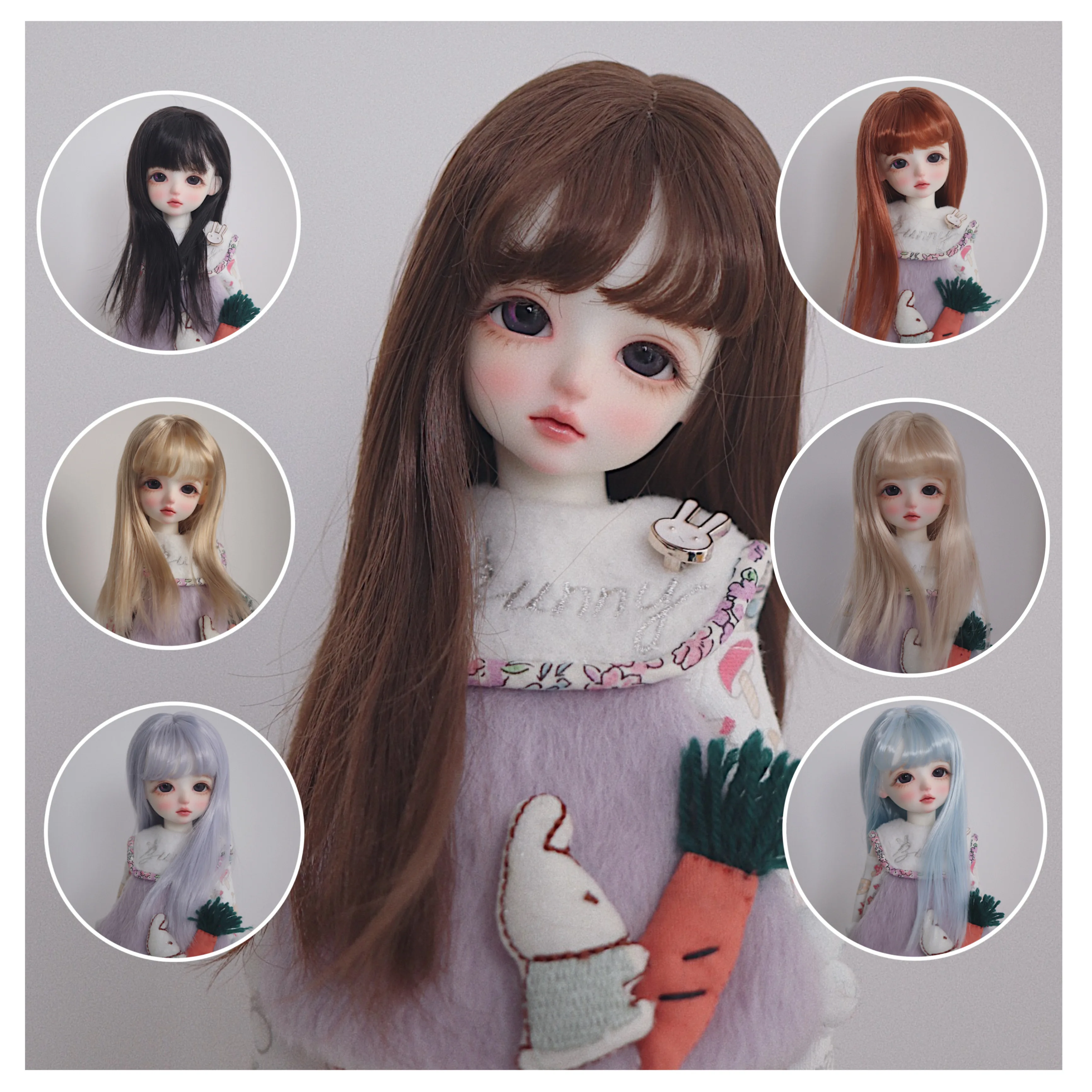 BJD/SD wig for 1/3,1/4,1/6,Blythe doll Soft silk straight hair Multi-colored  long hair BJD doll accessories（no doll）