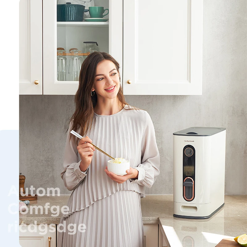 Balde de arroz inteligente, para uso doméstico, à prova de umidade, selado, tanque de armazenamento de farinha, cilindro, caixa de armazenamento