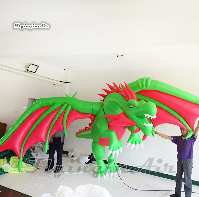 

Personalized LED Inflatable Dragon 4m Green Hanging Air Blown Flying Dragon Balloon For Concert Party Decoration