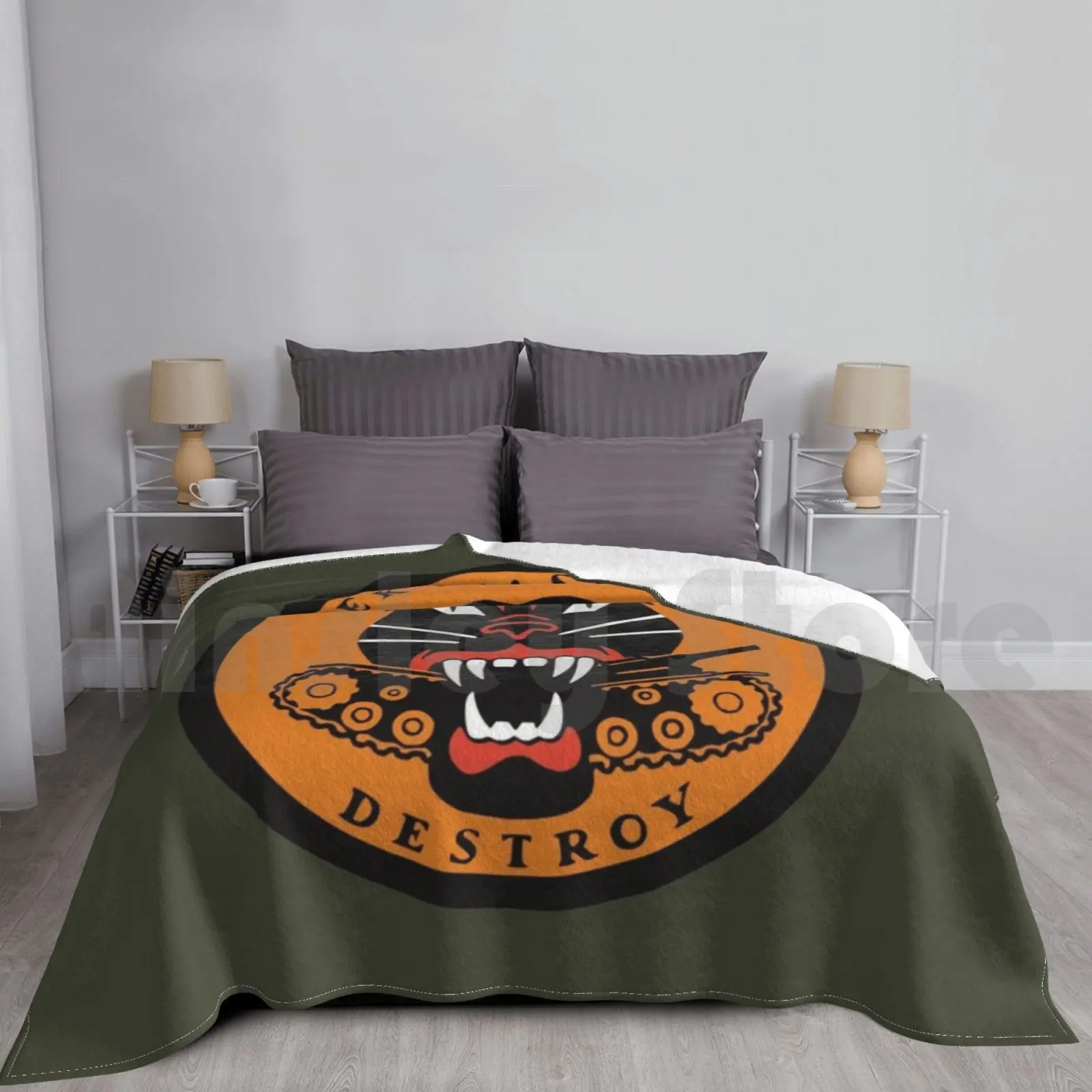 Destructor de tanques Panther Hellcat, manta con parche para sofá cama, tanque destructor de viaje, Ww2, Segunda Guerra Mundial, ejército M10