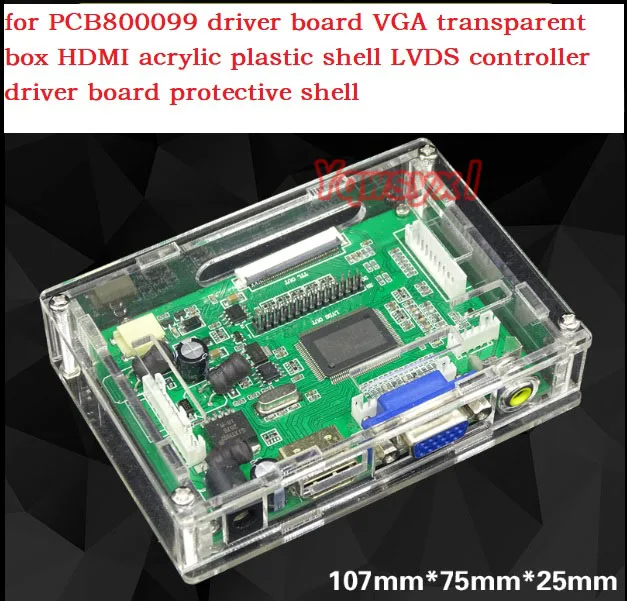 Per PCB800099 scheda controller VGA scatola trasparente HDMI plastica acrilica shell LVDS controller driver board shell protettivo