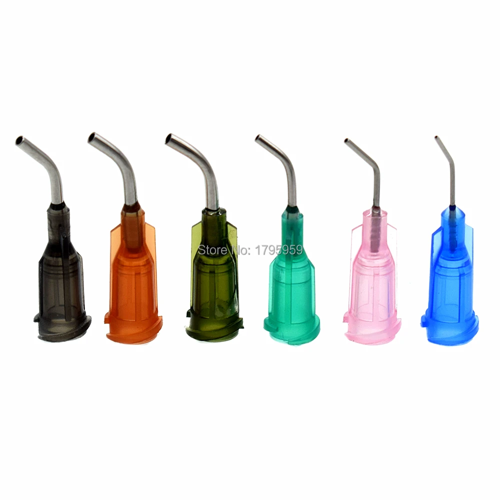 Piegato Erogazione Consigli 14G 15G 16G 18G 20G 22G Conico Blunt Punte Aghi 45 gradi Bent Adesivo Erogazione Ago Ago 100pcs Set