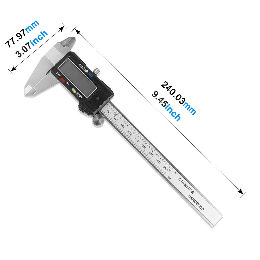 Digital Caliper 6 inch Vernier Caliper Digital Measuring Tool Stainless Steel Caliper Tool Inch/Metric Conversion Large LCD