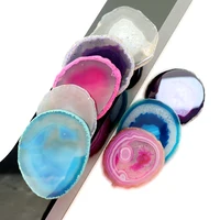 1pcs 70-90g Red Blue Purple Crystal AGATE SLAB Geode Amethyst Crystal Mineral Coaster Electroplated Edging Geode Agate slice 6