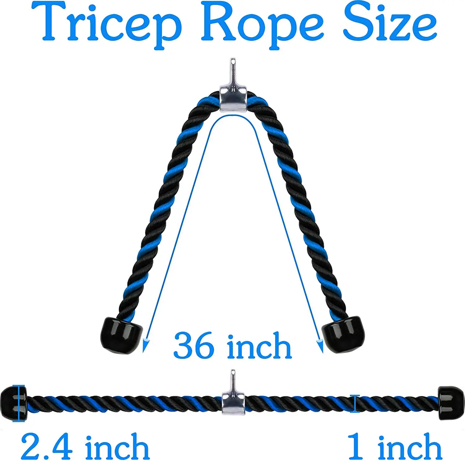 Cuerda para tríceps de alta resistencia, accesorios LAT para tirar hacia abajo para gimnasio, Cable de nailon trenzado de 36 pulgadas con gancho de presión de acero inoxidable