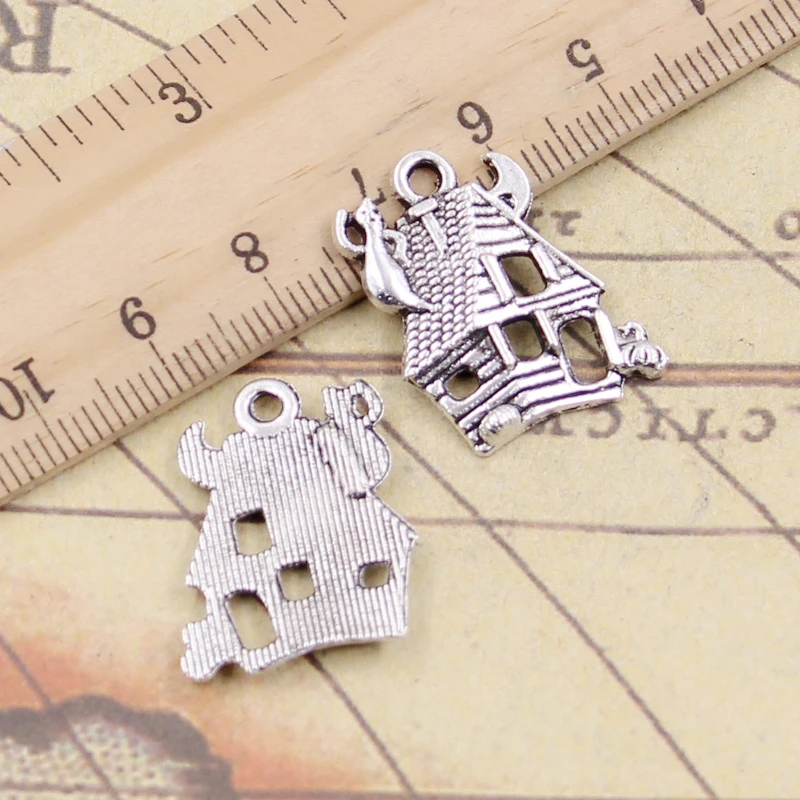 10pcs Charms Haunted House 23x19mm Tibetan Silver Color Pendants Antique Jewelry Making DIY Handmade Craft Pendant