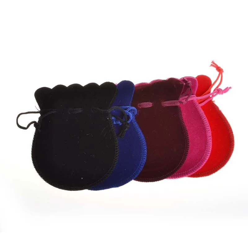 100pcs/lot 7x9cm Cute Small Velvet Drawstring Pocket Bags Gourd Pouches Favor Charms Jewelry Gift Packaging Bags Custom Logo