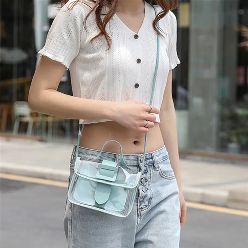 2023 Design Luxury Handbag Women Transparent Bucket Bag Clear PVC Jelly Small Shoulder Bag Female Crossbody Messenger Bags