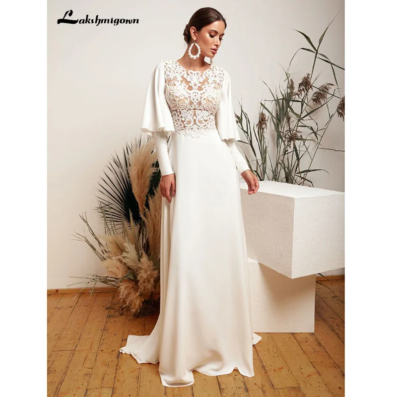 Abiti da sposa – robe De mariée blanche ivoire, manches bouffantes, ligne A, robes De mariée tachées, Appliques en dentelle, 2022