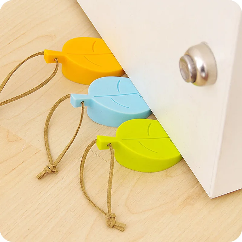 Cute leaves door stop stoppers silicone Windproof Anti-noise foor buffe Holder Baby security lock Toys Furniture Hardware