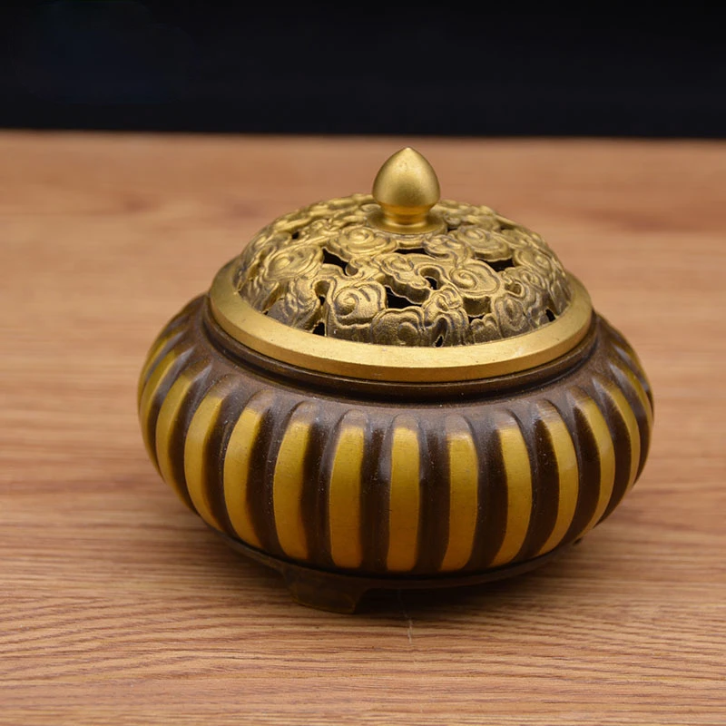 

Brass Pumpkin incense burner Buddha ornaments incense holder Living Room desk decoration