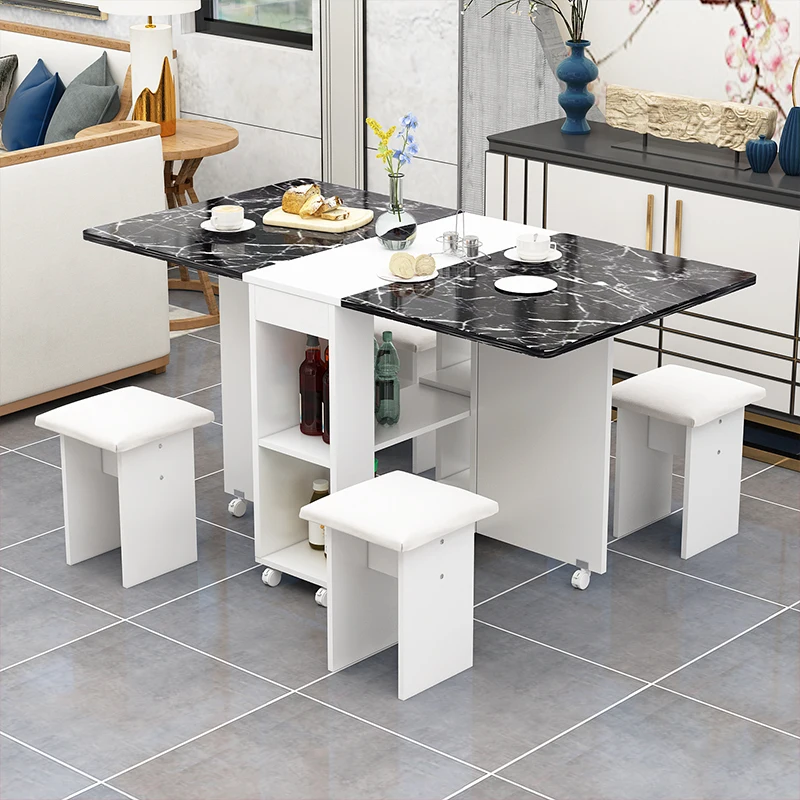 Folding Table Dining Table Household Small Apartment Multi-Functional Small Mobile Simple Rectangular Dining Table for Home