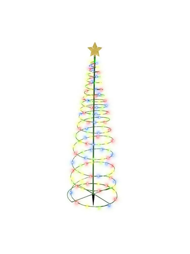 Christmas Tree Spiral Lights Romantic Christmas Tree Lamp Waterproof & Colorful Solar Powered For Outdoor Garden Yard Holida