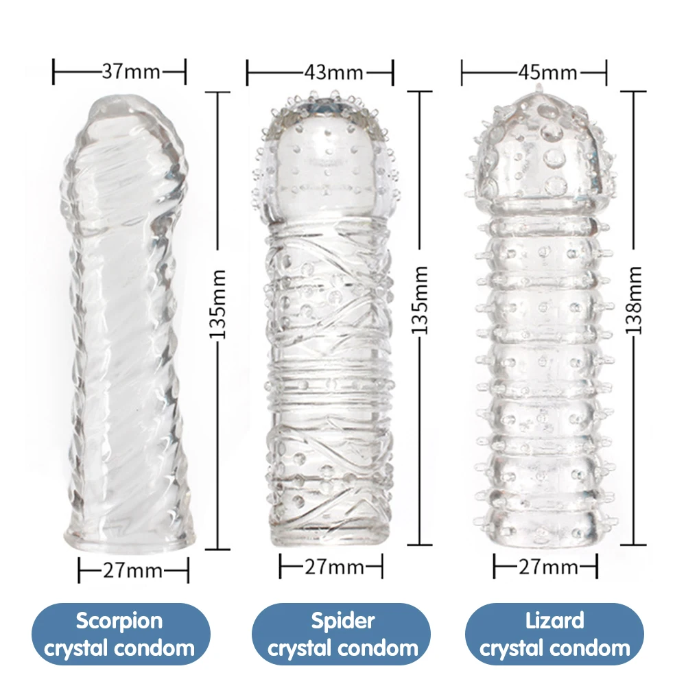 Reusable Penis Ring Condom With Spike Dotted Penis Sleeve For Men Cock Ring Cover on Penis Dick Extensions condom Adult Sex Toys