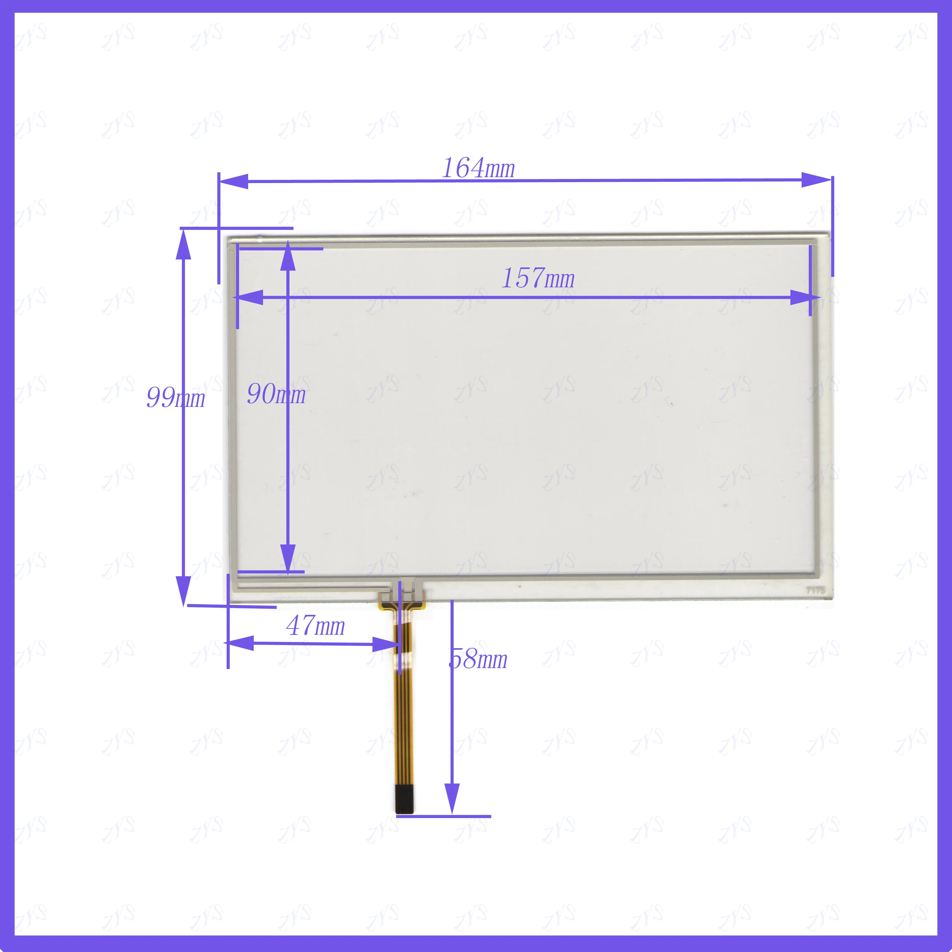 ZhiYuSun 7175 164*99mm  Line spacing left 47mm Contact point up 7inch  Touch sensor glass Resistance screen