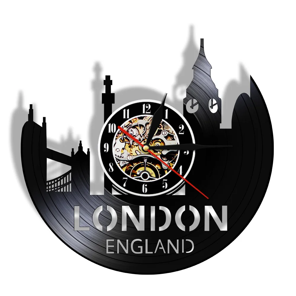 

London England Cityscape Silent Quartz Vinyl Record Wall Clock Great Britain Tower of London City Skyline Home Decor Retro Watch