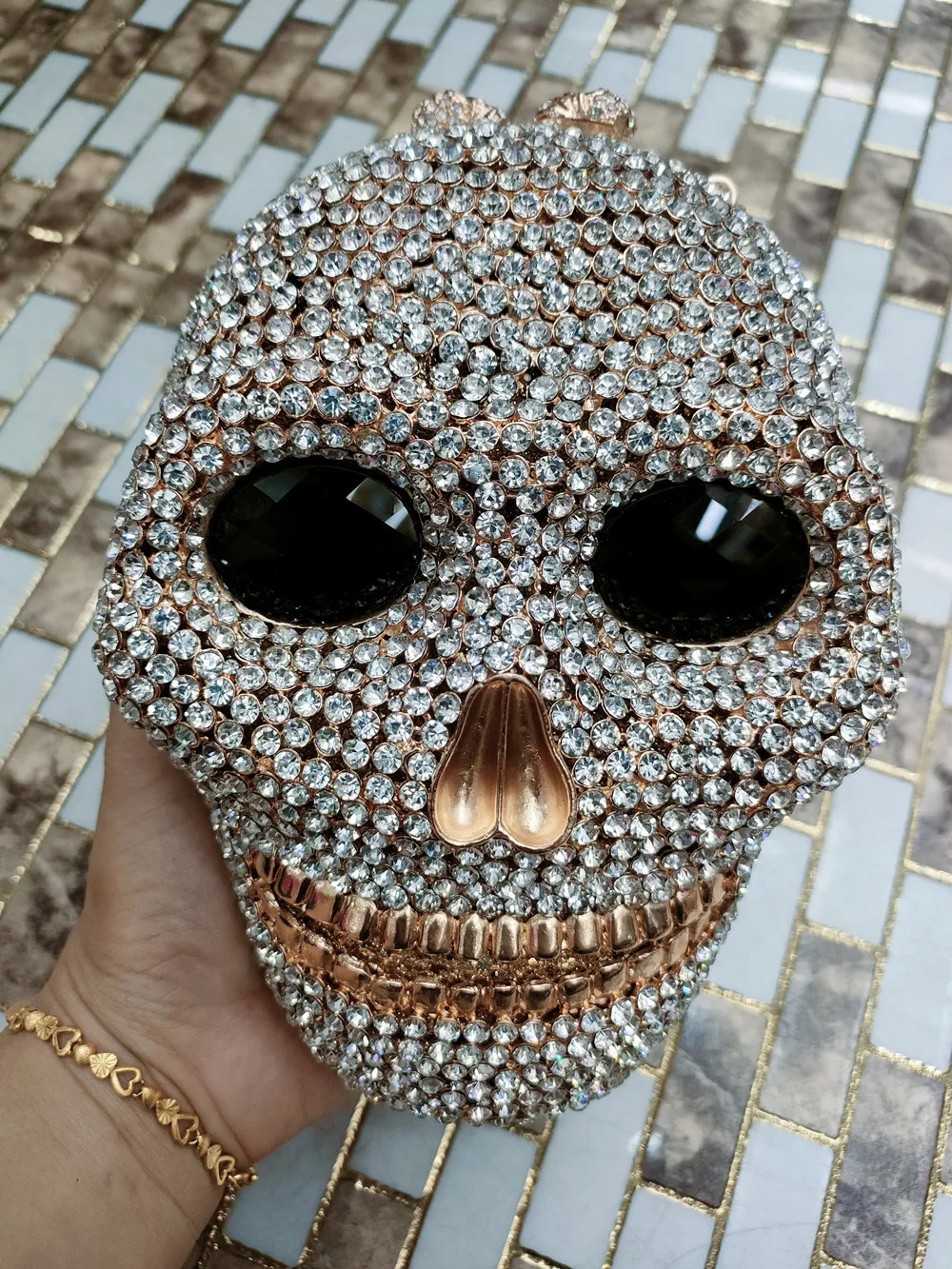 Chaliwini 3D Designer Skull Clutch Bags Women Evening Purse Party Bag mobile phone bag luxury Diamond Cocktail bag clutch bag