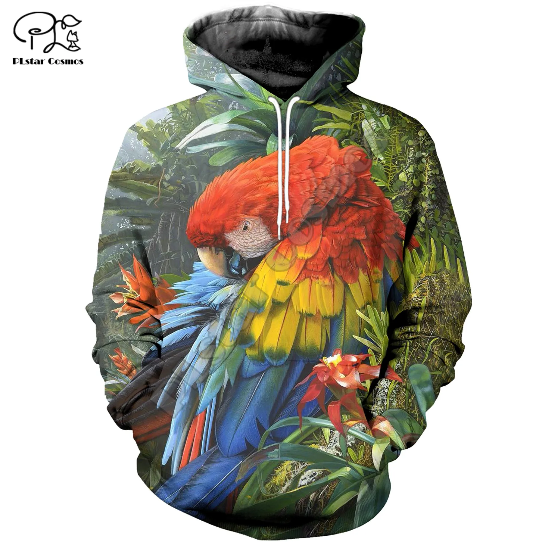 

PLstar Cosmos Colorful Parrot 3D Printed Hoodies Casual Men/Women Zipper Hooded Funny Animal Unisex Brand Streetwear Apparel P26