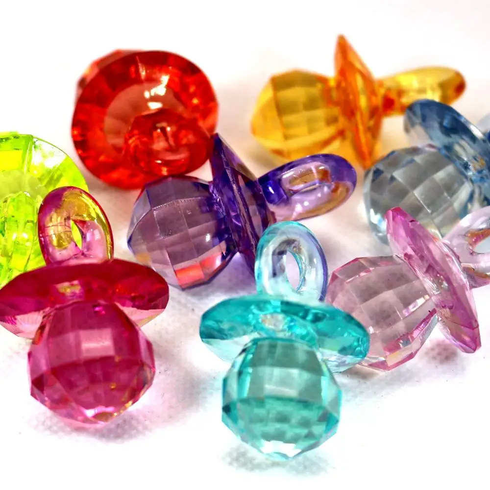 

10 Mixed Color Transparent Acrylic Faceted Large Baby Nipple Pendants 40X28mm
