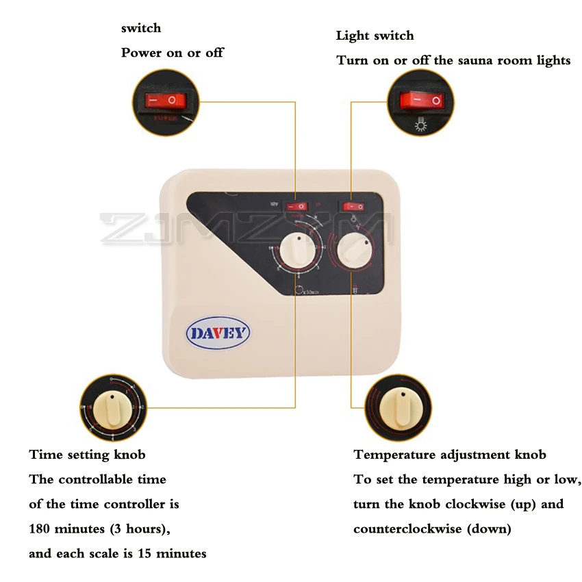 Sauna stove digital display external controller timing with light temperature dry steaming temperature control knob controller