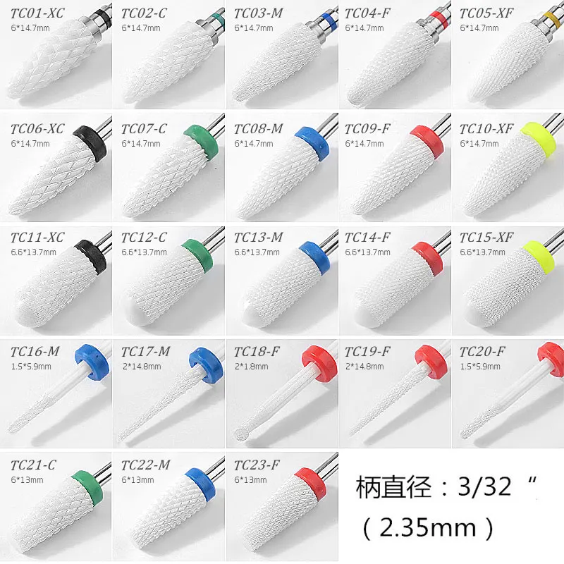 Ceramic Milling Cutter For Manicure Electric Removing Gel Varnish  Nail Drill Bit  Accessories Tool