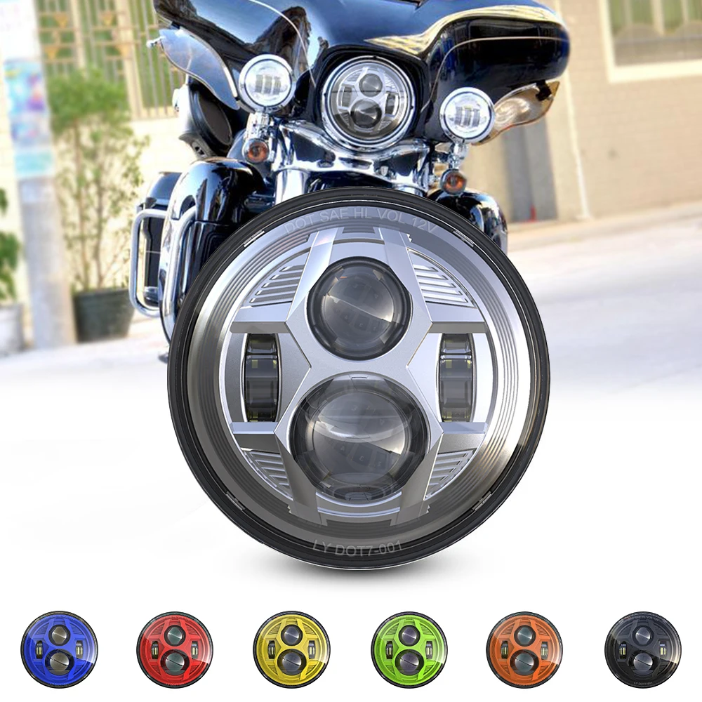 

7 Inch 75W DOT E9 Motorcycle Headlamp with Angle Eye Led Headlight 7inch Housing Bucket