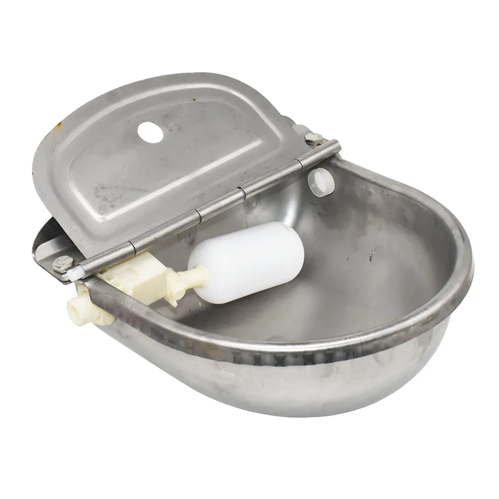 304 Stainless Steel With Drain Hole Drink Automatic Float Farming Trough Horse Cow Water Bowl Supplies Sheep Dog Pet Goat Cattle