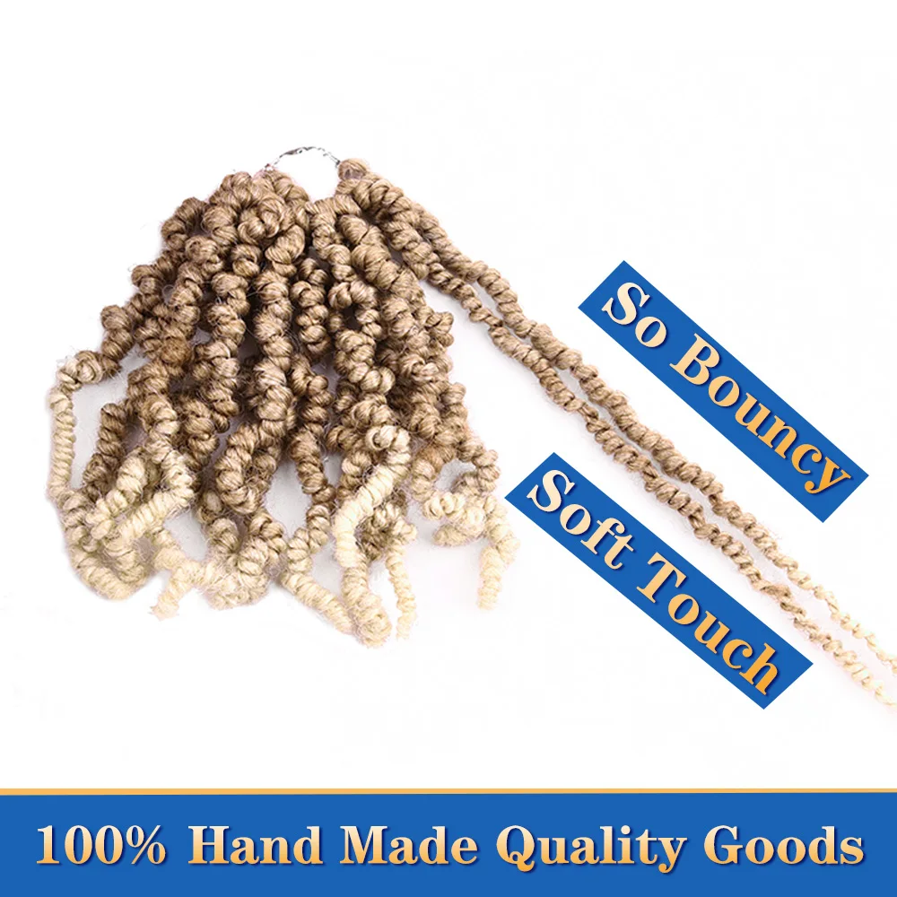 Short 6 inch Bomb Twist Crochet Hair Extensions 10 inch Synthetic Fluffy Pre-twisted Spring Passion Twist Braiding Hair Bulk