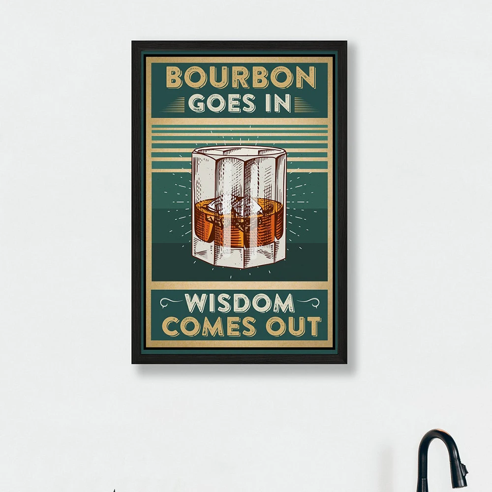 Retro Whiskey Entry Poster Bar Bar Wall Decoration Picture Interesting Ice Cube Art Print Wisdom Appears Alcohol Drinking Painti