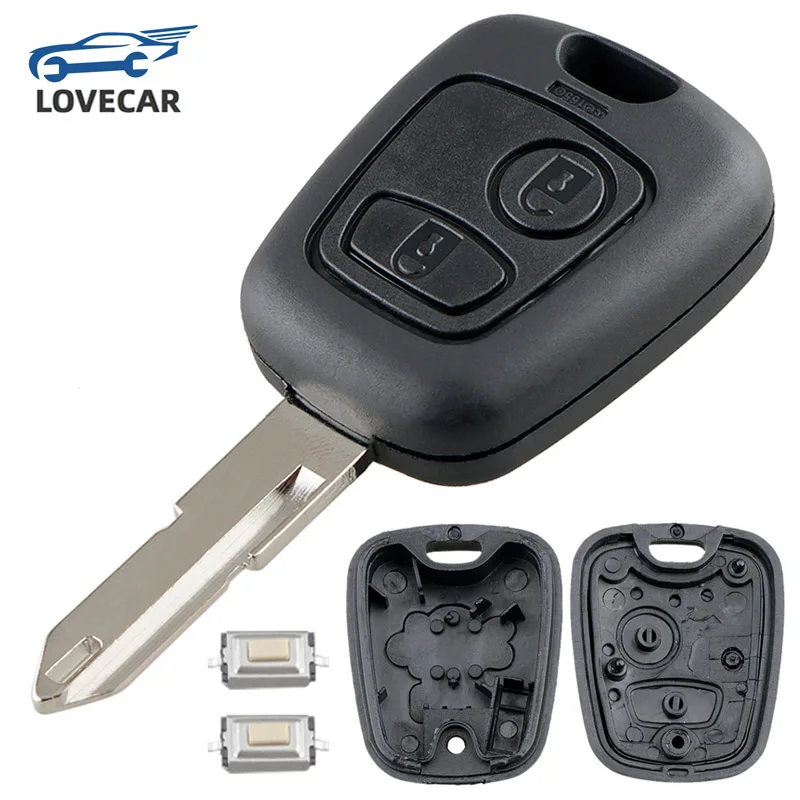 2 Buttons Remote Car Key Shell Fob Key Case Cover with 206 Blade Micro Switches Fit for Peugeot 106 107 206 207 306 307 406 407