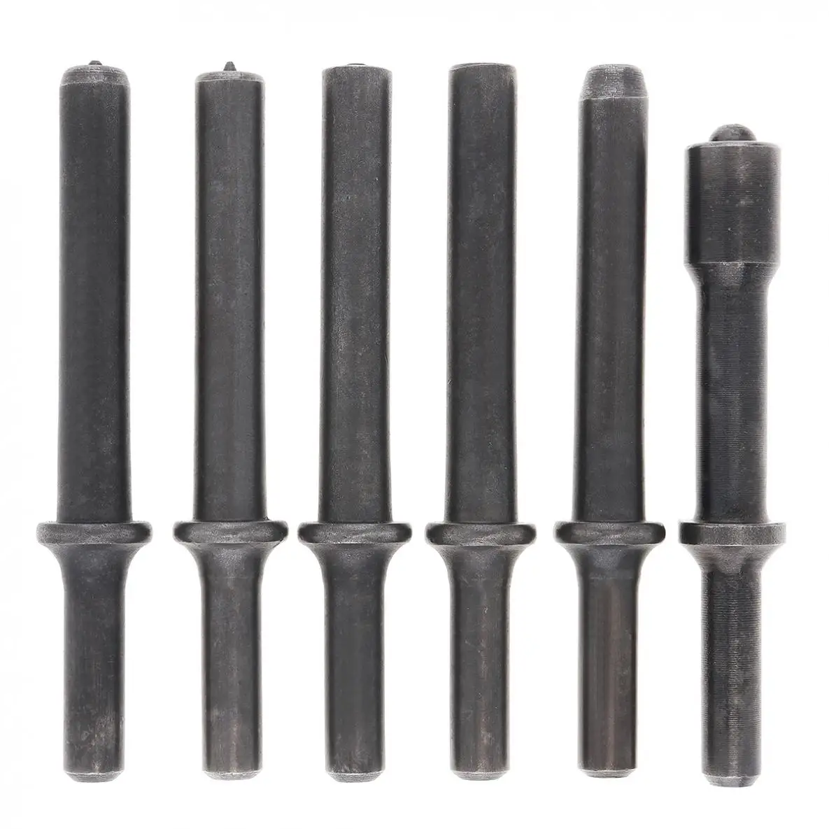 6pcs/set Air Rivet Head Hard 45# Steel Solid Air Rivet Impact Head Support Pneumatic Tool for Drilling / Rusting Removal