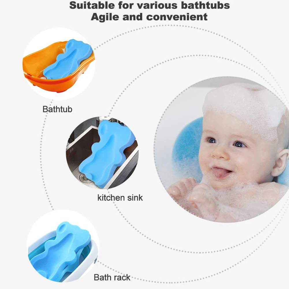 New Baby Shower Portable Air Ultra-soft Baby Bathing Sponge Mat Anti-slip Pad Infant Newborn Washing Cushion Safety Bath Seat