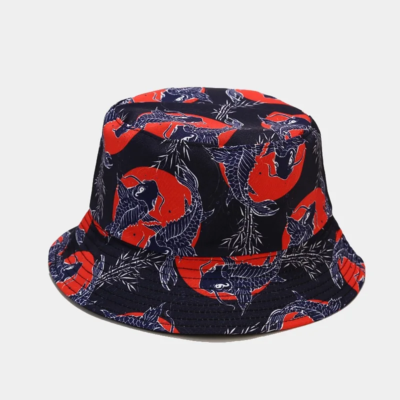 2022 New Funny Anime Cartoon Bucket Hat Reversible Fisherman Hat Unisex Street Hip Hop Flat Cap Fishing Bob Hat