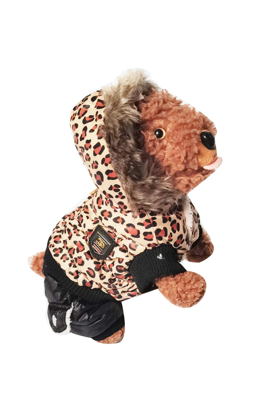 Waterproof Hooded Jacket for Small Dogs, Leopard Clothes, Warm Puppy Coats, Chihuahua, Yorkie Clothing, Winter