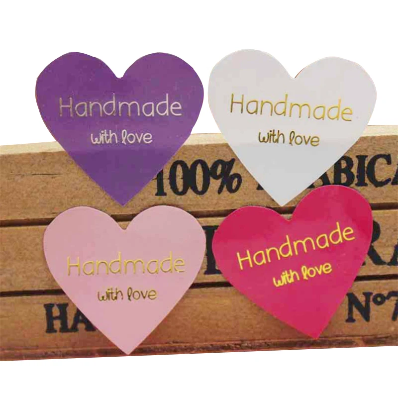 100 Stück/Los Dankeschön Handgemachtes Herz-Design Bronzefarbenes Siegel Mehrfarbiger DIY Multifunktions-Siegeletikett Geschenkverpackungsetikett – Detail 5