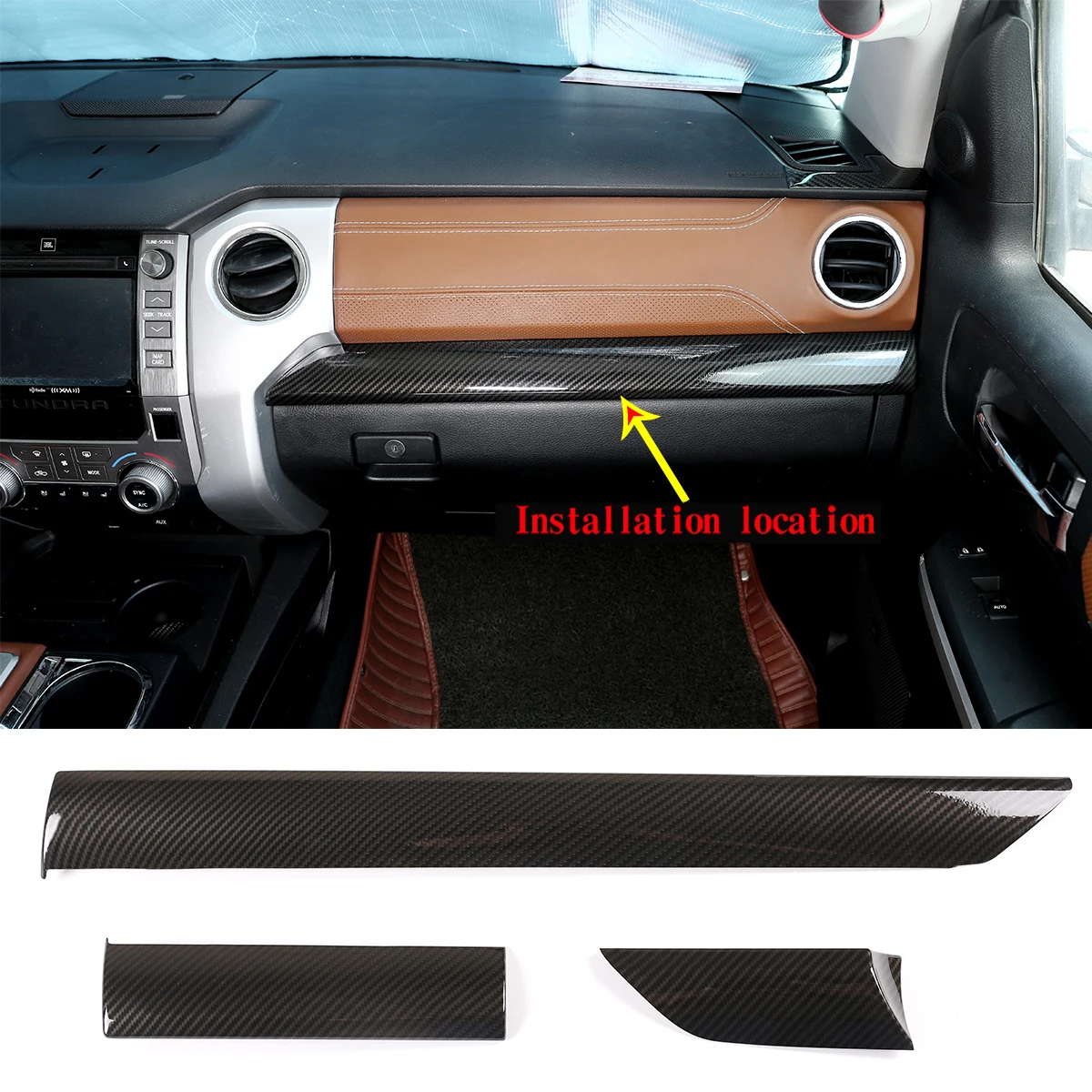 

Car Styling For Toyota Tundra 2014-2021 ABS Car Co-pilot Console Panel Glove Box Cover Trim Stickers Car Accessories