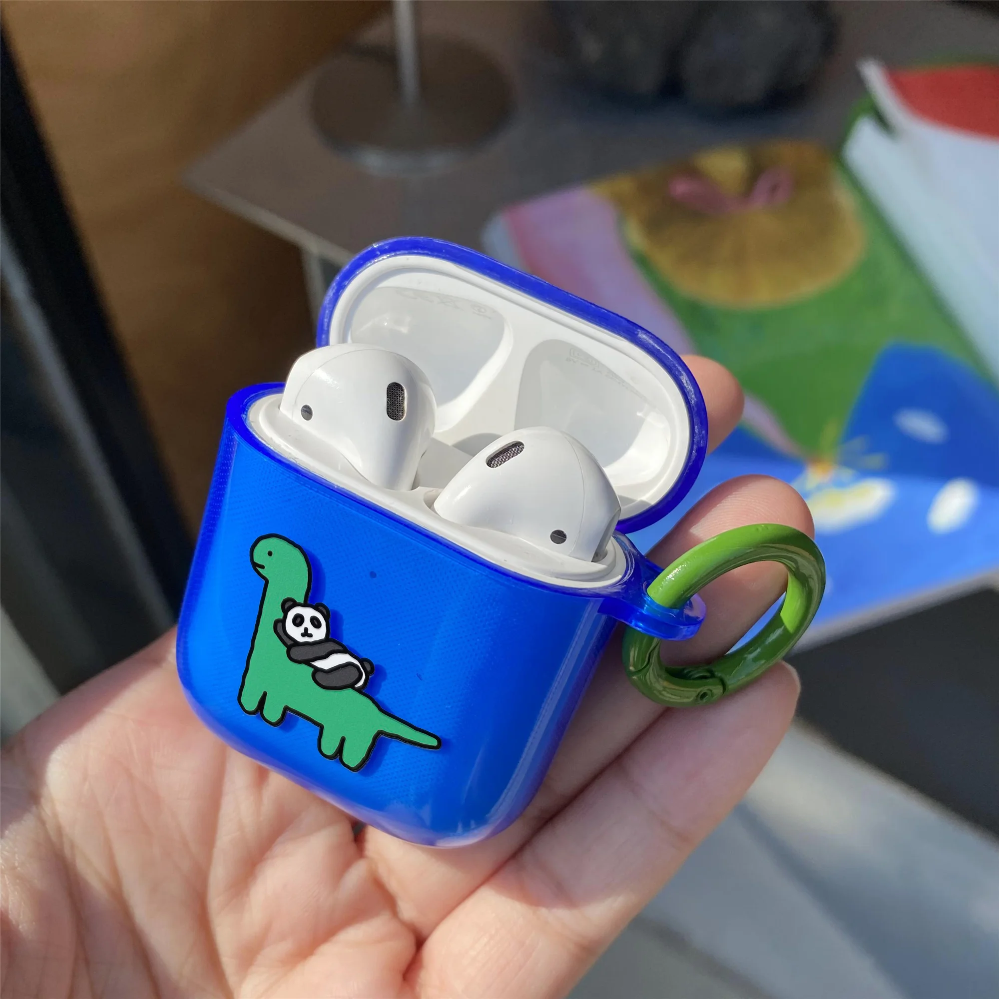 Dinosaur Panda animal Blue Fluorescence TPU custodia per auricolare bluetooth per airpods 3 pro custodie per apple airpod 1/2 cover cuffie
