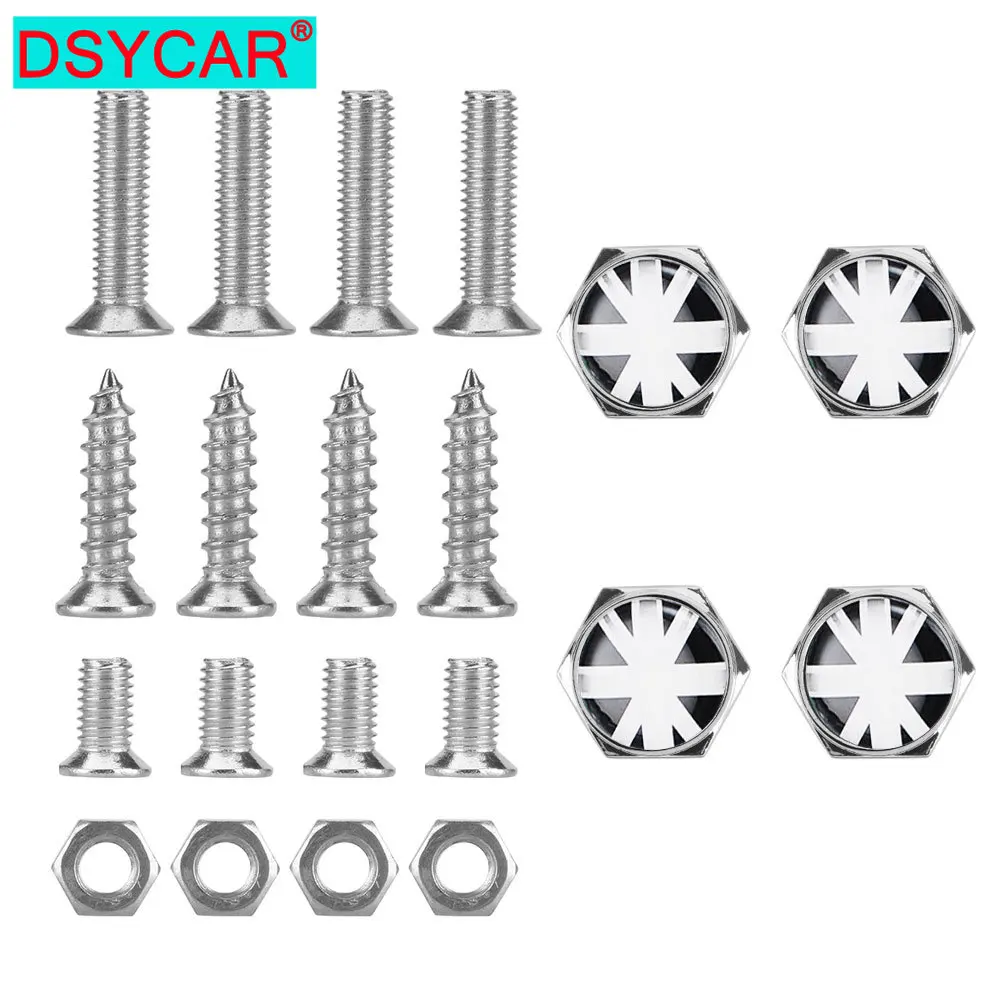 

DSYCAR 1 Set Car Accessories England British Flag Thread License Plate Frame Bolts Universal Screws For Universal Car Styling