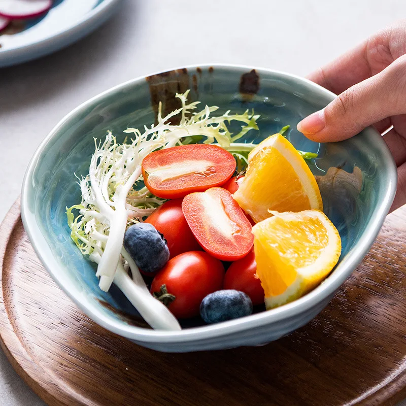 LingAo-Japanese Ceramic Creative Rice Bowl, Fruit Salad Bowl